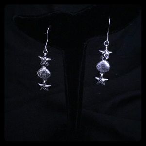 Sale 3 for $20 Silver starfish & shell earrings